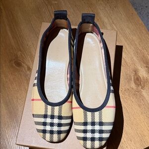 Burberry Beige and Black Checkered Flats